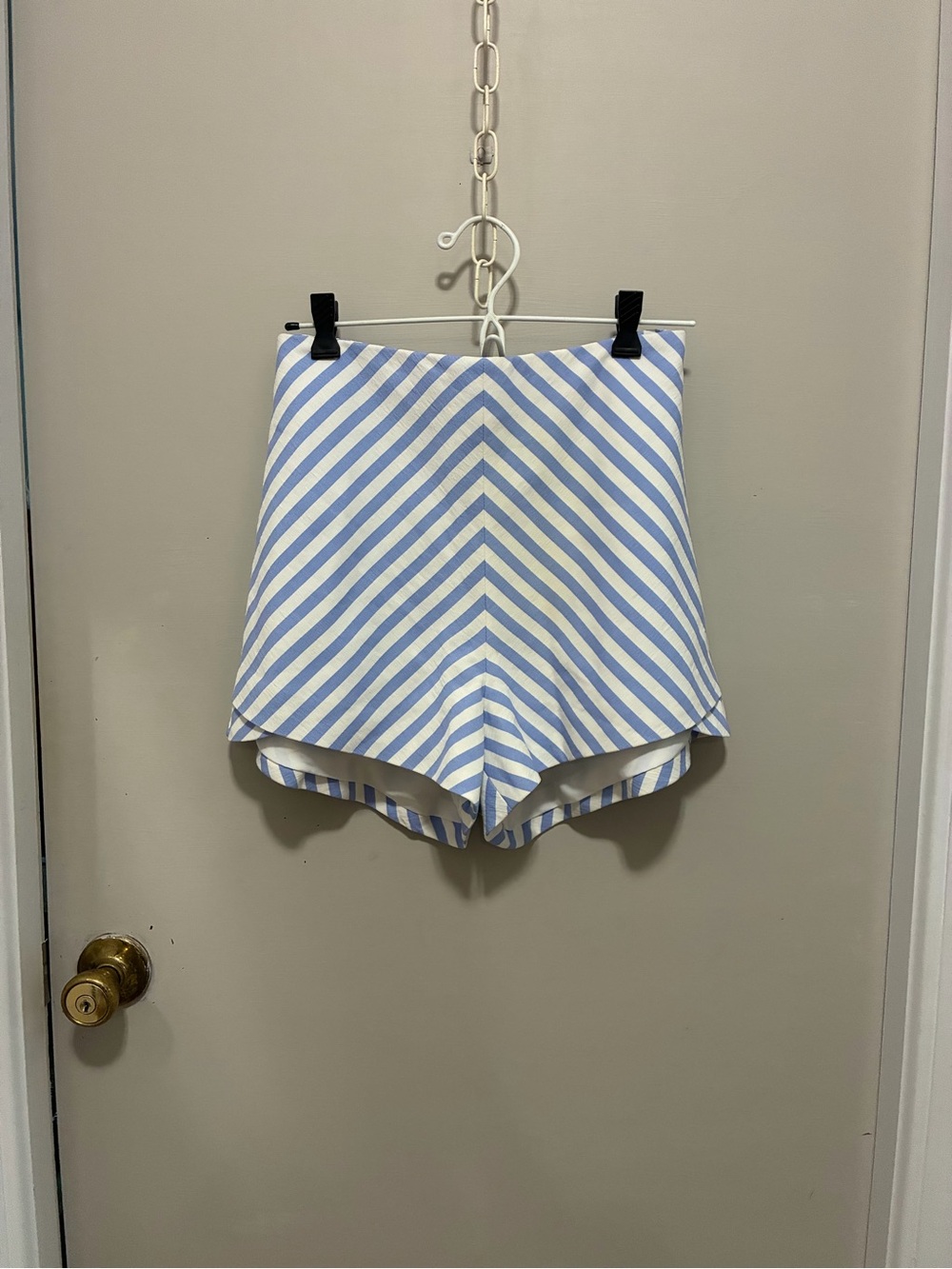 Finders Keepers Blue & White Chevron High-Waist Shorts